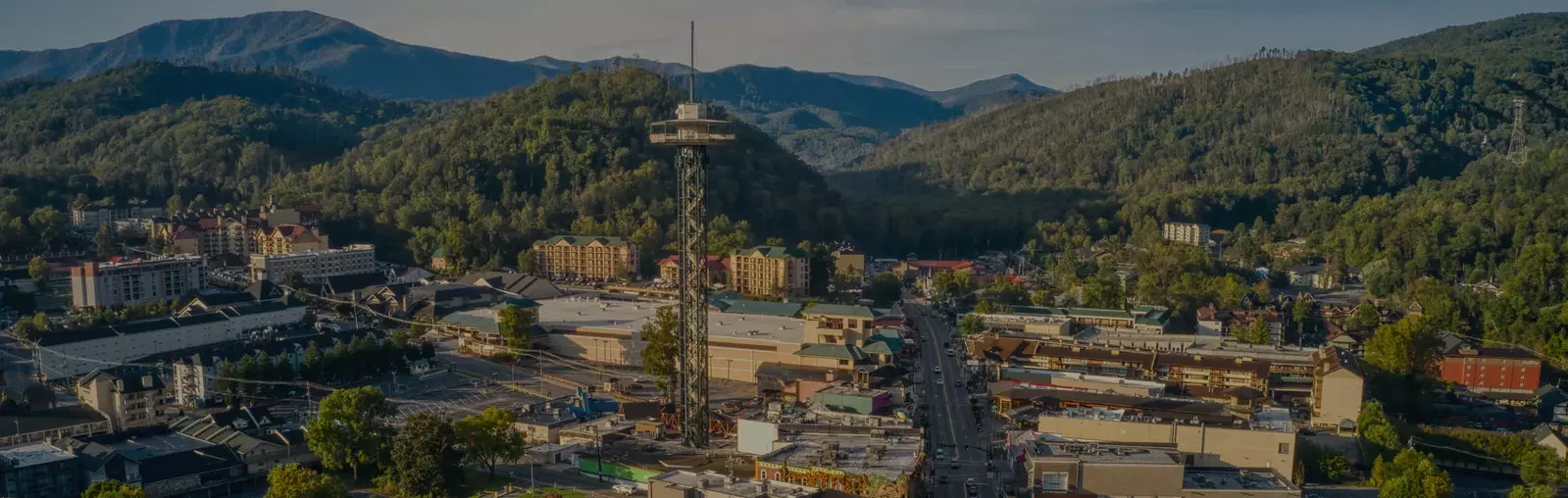 Aerial view of downtown Gatlinburg