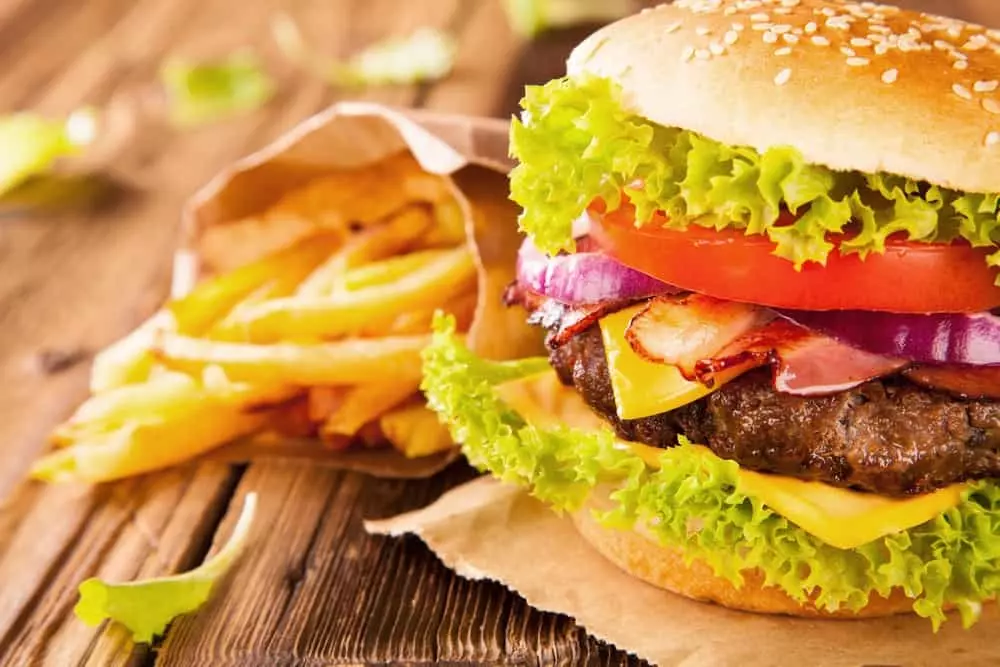 hamburger and fries