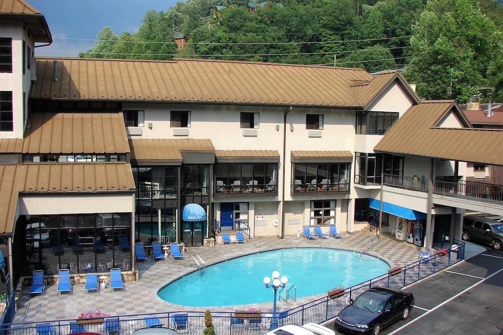 outdoor pool at our downtown gatlinburg hotel